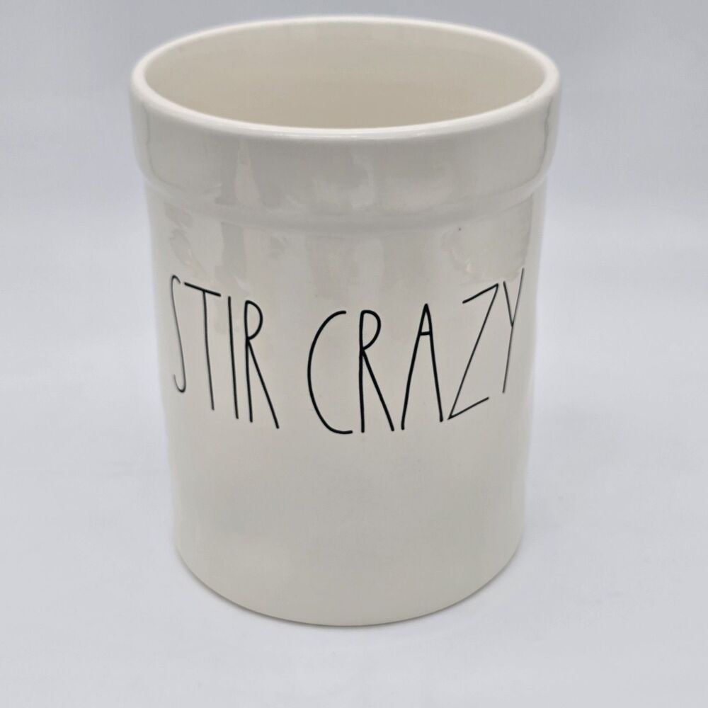 Rae Dunn Artisan Collection Stir Crazy Utensil Holder Crock White - Picture 1 of 4